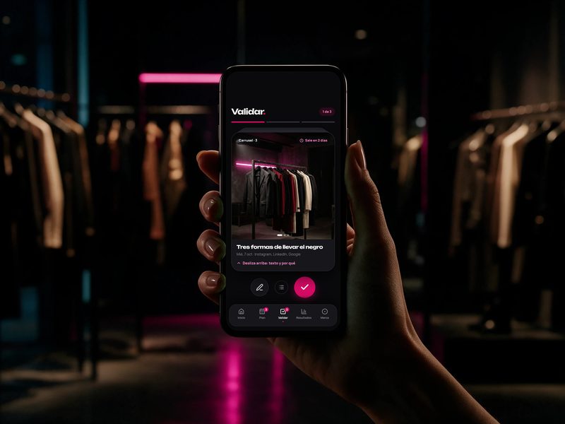 Una mano aprueba una pieza en Partners desde el celular