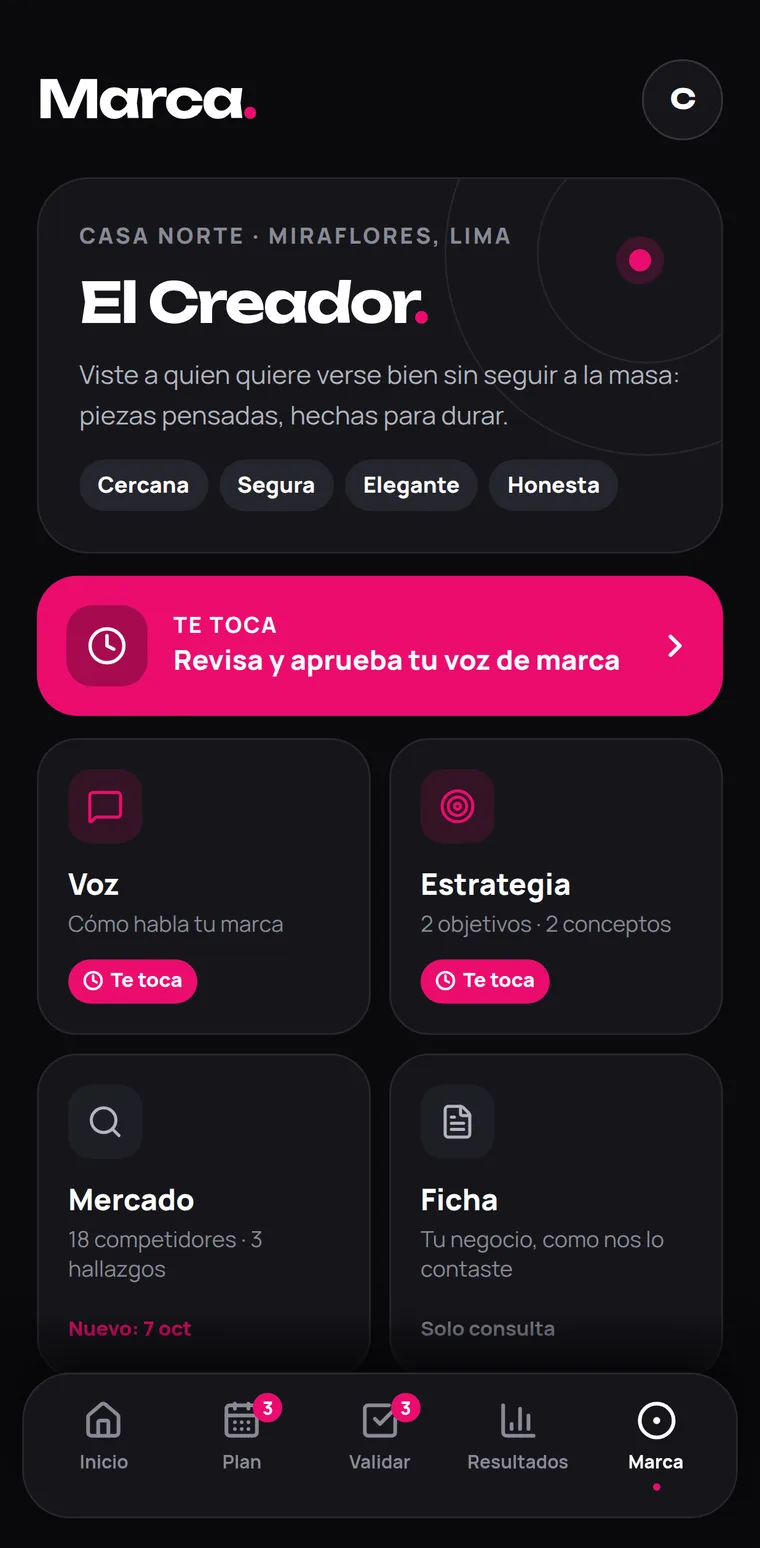 Pixely Partners en el celular: la marca Casa Norte con su voz de marca